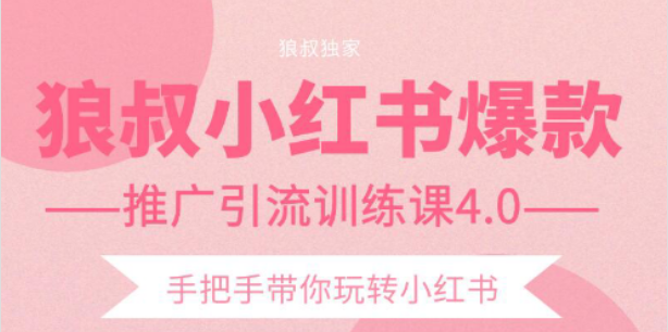 狼叔小红书爆款推广引流训练课4.0，手把手带你玩转小红书资料-资料聚-淘金-淘金阁-网上教程第一资源库