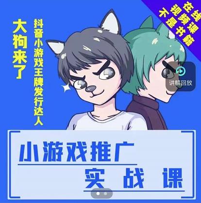 大狗来了：小游戏推广实战课，带你搭建一个游戏推广变现账号资料-资料聚-淘金-淘金阁-网上教程第一资源库