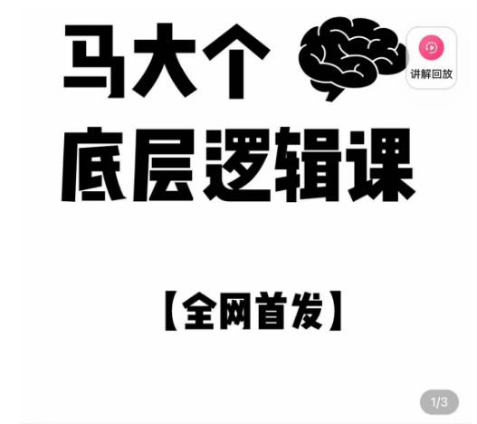 马大个·底层逻辑课，51节底层逻辑智慧课-价值1980元资料-资料聚-淘金-淘金阁-网上教程第一资源库