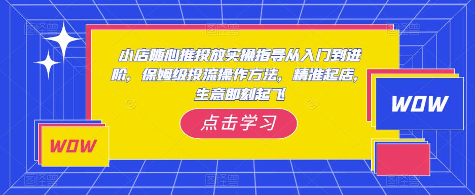 小店随心推投放实操指导从入门到进阶，保姆级投流操作方法，精准起店，生意即刻起飞资料-资料聚-淘金-淘金阁-网上教程第一资源库