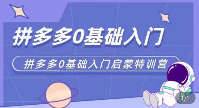 拼多多运营0-1实操特训营，拼多多0基础入门，从基础到进阶的可实操玩法资料-资料聚-淘金-淘金阁-网上教程第一资源库